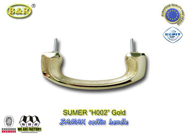 यूरोपीय शैली Zamak ताबूत हैंडल H002 सोना रंग 17.5 * 6.3 सेमी बोल्ट धातु ताबूत हार्डवेयर स्थापित करता है